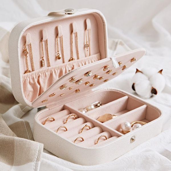 

cosmetic bags & cases 2021 universal jewelry organizer display travel case boxes portable box button leather storage zipper jewelers