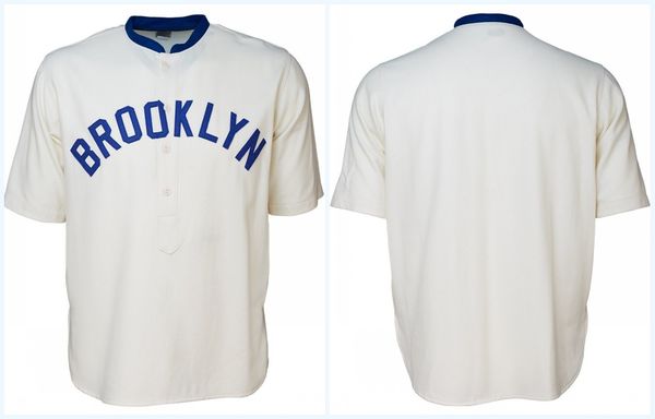 Brooklyn ipucu 1914 Home Jersey Herhangi bir oyuncu veya numara dikilmiş tüm ed yüksek kaliteli ücretsiz gönderim beyzbol formaları