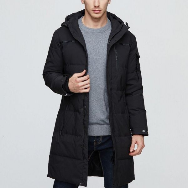 

2020 new mens winter jacket long mens coat hooded male coats man winter parka brand clothing down cotton parkas, Black