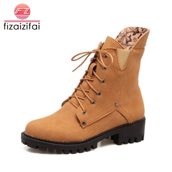 

fizaizifai size 34-43 women half short boots women flats boots with cross strap thick fur warm shoes winter botas snow footwears, Black