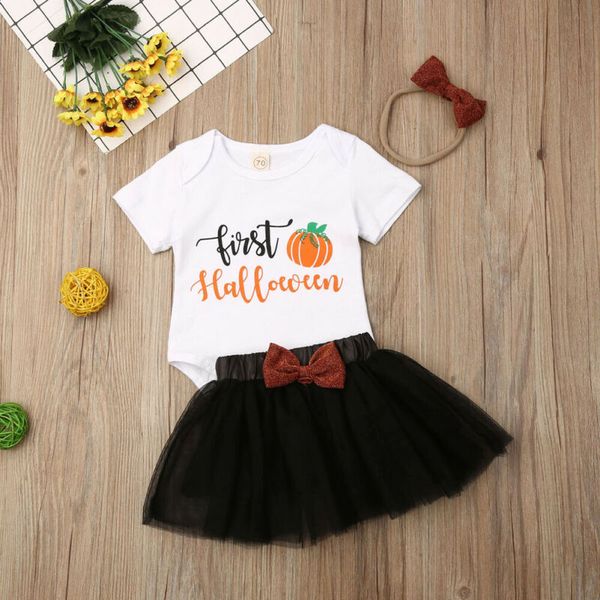 

3pcs newborn kids baby girl outfits clothes shirt +tutu skirt dress set