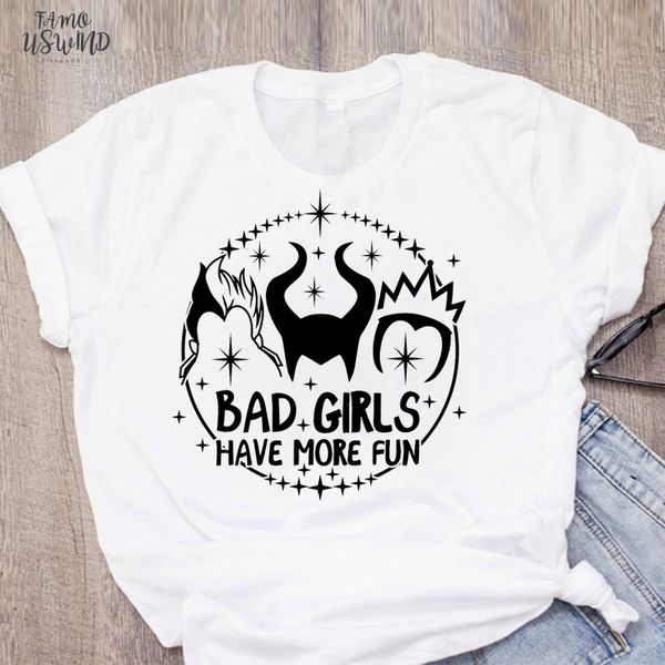 

v neck 2020 graphic cartoon print fashion fun t shirt villain maleficent evil queen shirt halloween female tee shirt women, White