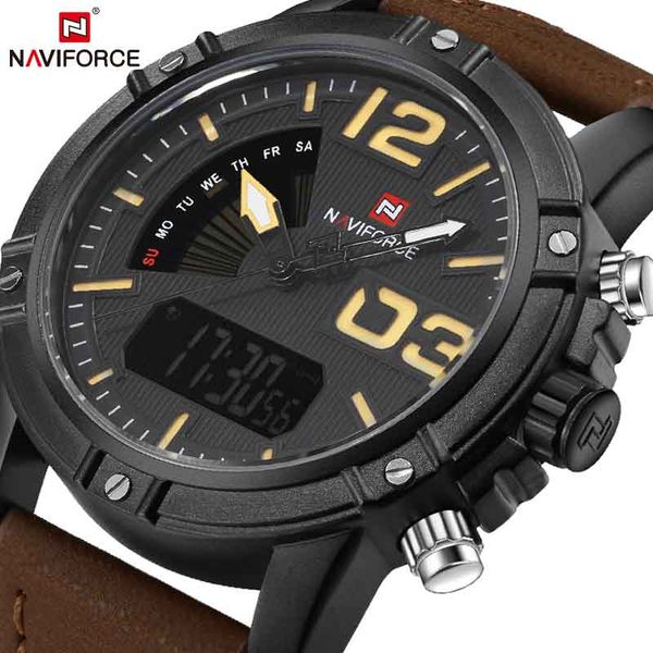 

naviforce mens watches brand digital quartz watch sport men wristwatch male casual clock watches relogio masculino, Slivery;brown