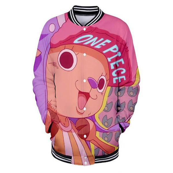 

2018 winter new one piece men's cosplay casual fleece baseball uniform anime 3d print baseball uniform hip-hop plus size 4xl, Black