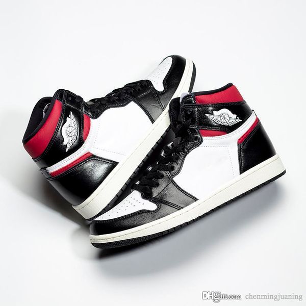 

2019 authentic 1 og high black gym red 1s white sail man woman basketball shoes sports sneakers 555088-061 with original box