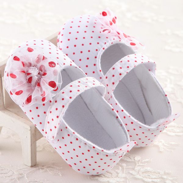 

0-1 year old female baby polka dot flower princess shoes soft bottom toddler shoes