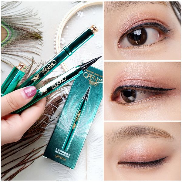 Павлин Eyeliner Pen Black Liquid Eyeliner Карандаш Продолжительное Водонепроницаемый Eye Liner Макияж красоты Косметические инструменты Gecomo Peacock Open