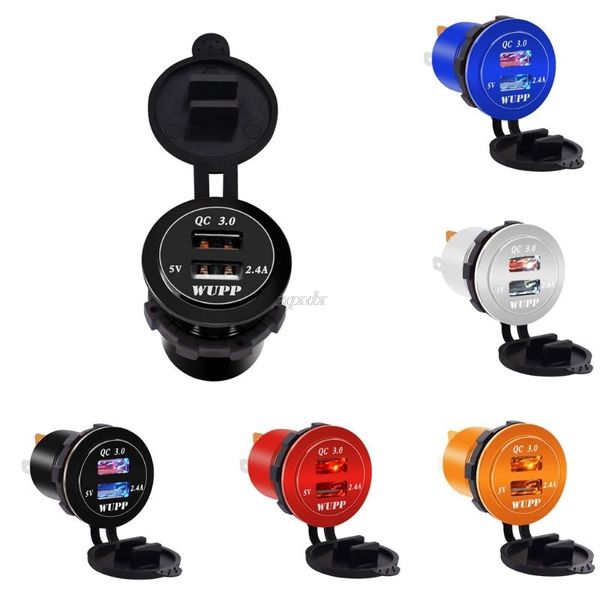 

car quick charger qc 3.0 power adapter dual usb vehicle dc 12 v-24 v cigarette socket lighter 2 port for iphone android
