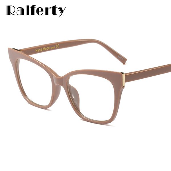 

ralferty women glasses frame cat eye eyeglasses clear eyewear myopia prescription optic frames 0 degree oculos de grau f97564, Black