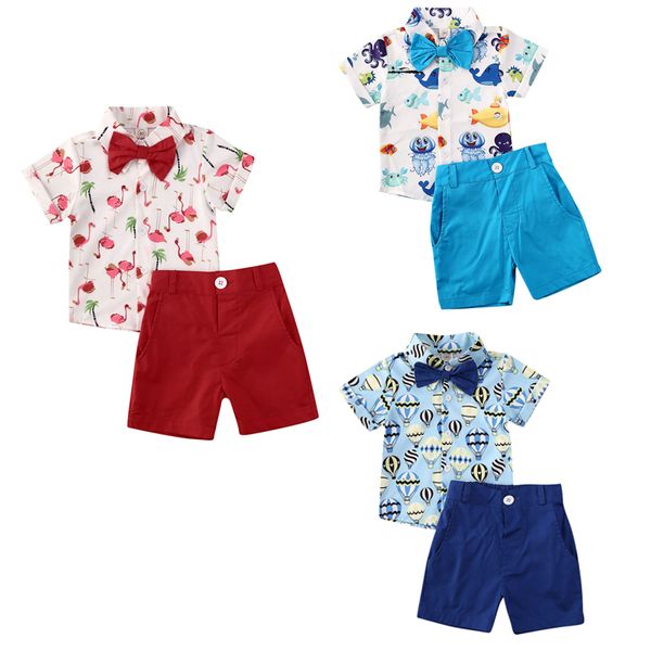

pudcoco 1-5 years toddler kids baby boys clothes gentleman short sleeve t-shirt +short pants 2pcs summer outfits, White