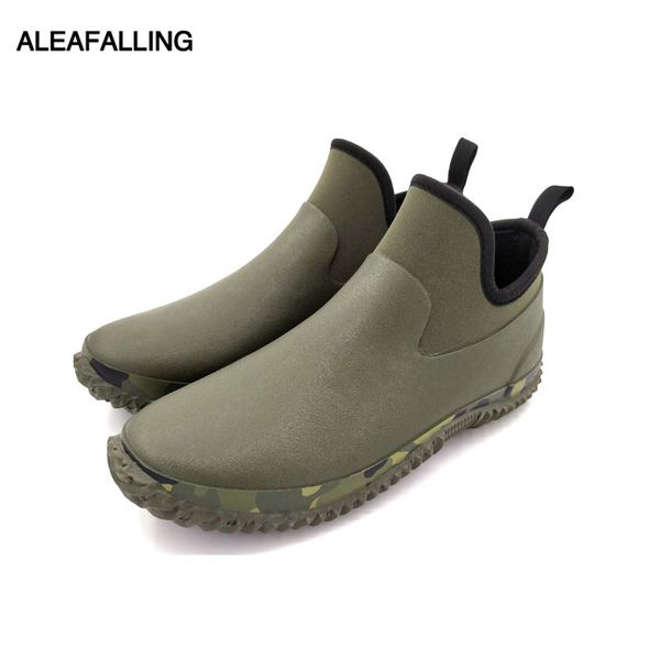 

aleafalling rain boots warm british platform slip on pu waterproof anti-skip ankle black boots camouflag woman shoes w223