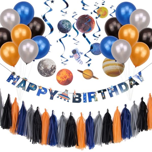 2019 Outer Space Party Decorations Solar System Hanging Swirl Decorations Ufo Happy Birthday Banner Latex Balloons Tassel Garland J190723 From