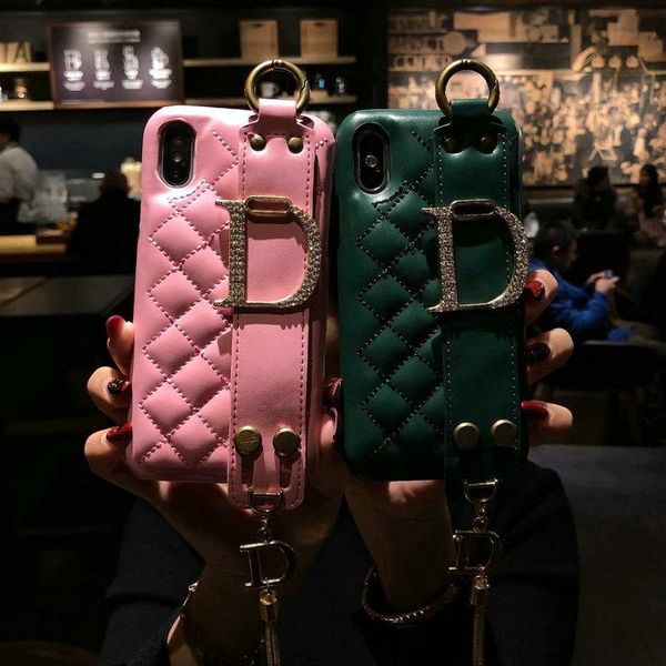 

Phone case for iphone Xs max Rhinestone Letter D wristband phone case for iphone XR X 7 7plus 8 8plus 6 6plus hard back cover