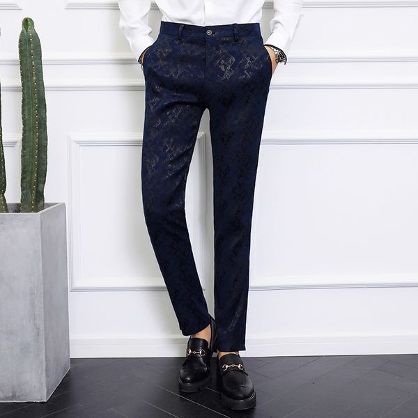 

brand black navy blue dress pants men big size formal pants for men casual pantalon homme slim fit elegant korean fashion p31, White;black