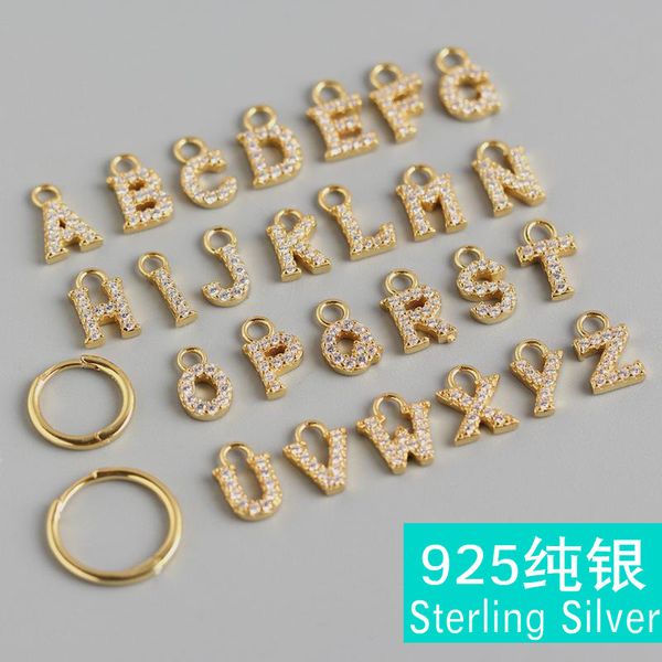 

states sell like cakes s925 pure silver ear ring letter set auger hanging a diy earrings silver earrings female, Golden;silver