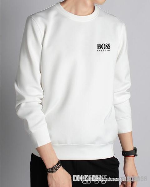 

men's autumn solid color leggings new spring and autumn round neck hoodie spring and autumn long-sleeved t-shirt, Black