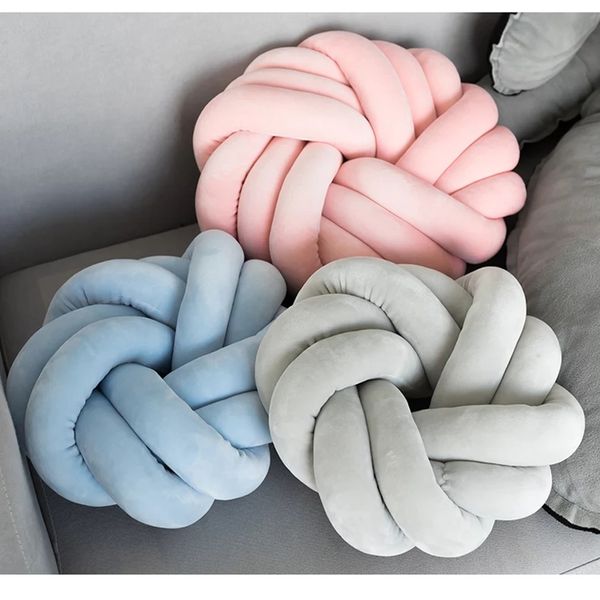 

danish ins knot ball round ring cushion round knotted pillow hand-woven cushion home party decor