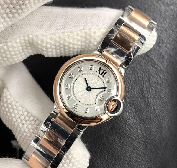 

2019 luxury watch 28mm ballon quartz watch steel band 057 quartz movement women v6 white wristwatches waterproof, Slivery;brown