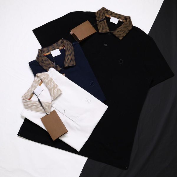 

20fw classic logo embroidery business polo short sleeves casual simple tooling polo t-shirt united kingdom summer street solid tee hfymtx705, White;black