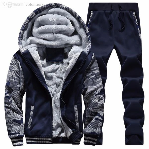 

wholesale-men sweatshirts suits winter warm brand sport tracksuit fashion hoodies casual mens sets clothes cool designer track suit d62, Black