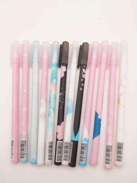 

4 pcs gel pens cute cherry blossom black colored gel-inkpens for writing gel pen cute stationery office school supplies 0.5mm