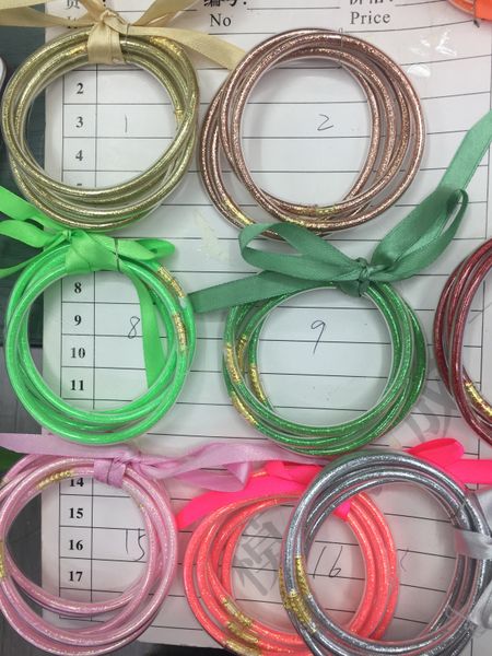 

2020 new trend all weather glitter bangles set glitter filled silicone jelly holiday bracelets sale, Black