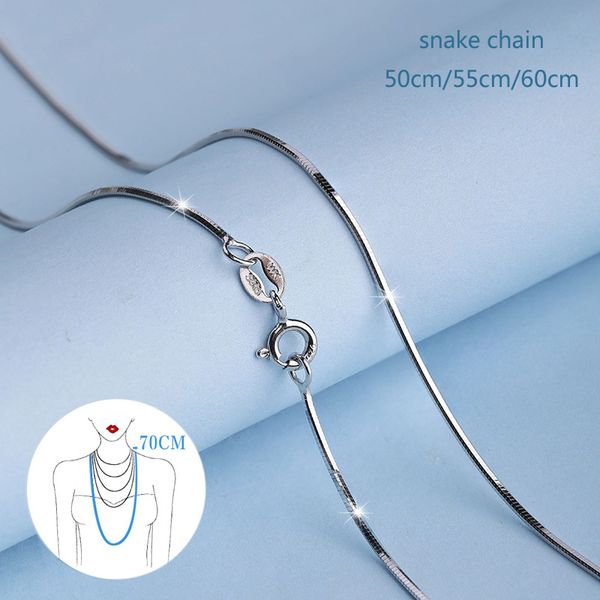 

wholesale pure 925 sterling silver classic basic chain, silver gold 1mm snake chain necklace 50cm,55cm,60cm, fishon 925 jewelry t190626