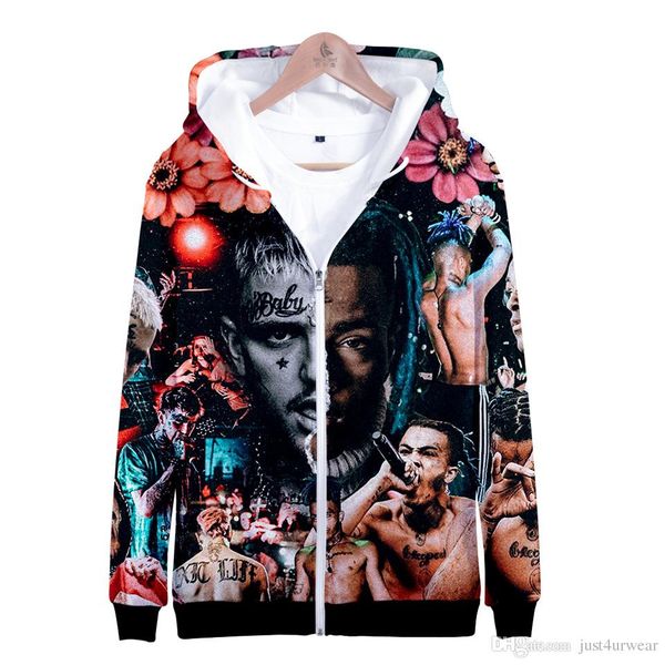 

xxxtentacion digital print 3d hoodies with long sleeve hooded sweater hip hop mens designer hoodies casual zipper pullover hoodies, Black
