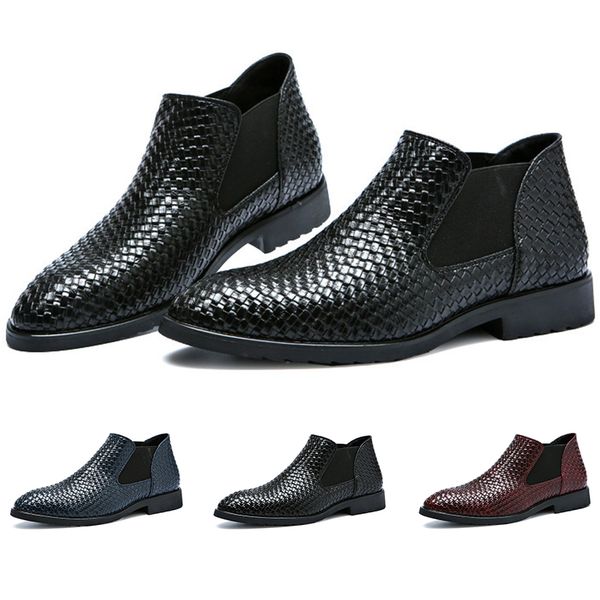 

2019 wole sale spring and summer hand knitted mens leather shoes fashion boots navy blue black gery green designers size 39-47 ing