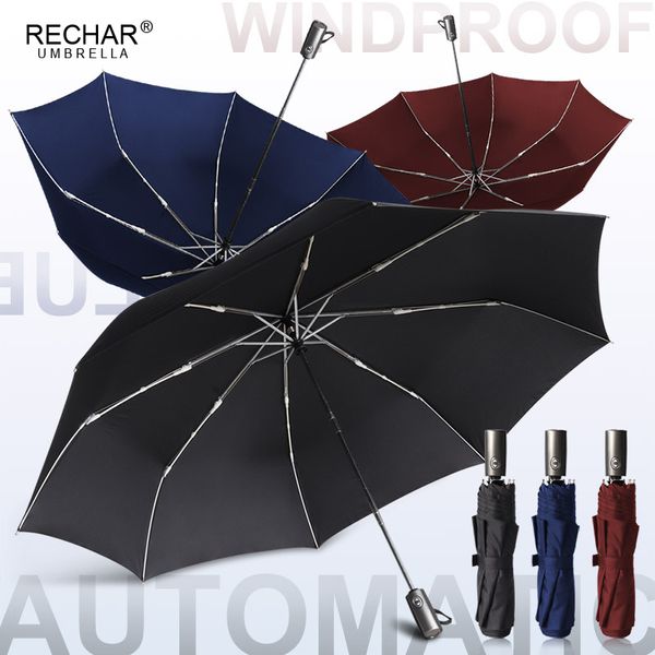 

upgrade 120cm 3folding automatic big umbrella rain women men golf business umbrella outdoor windproof aluminium umbrellas