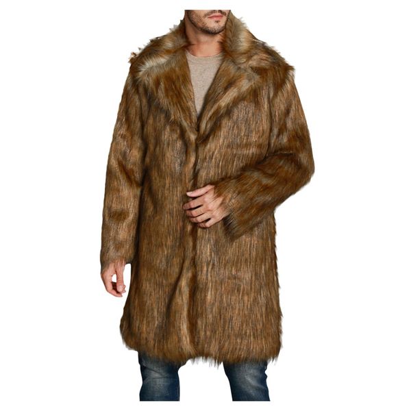 

streetwear mens jackets and coats warm thick coat jacket faux fur outwear cardigan overcoat jaqueta masculino chaqueta hombre, Black;brown