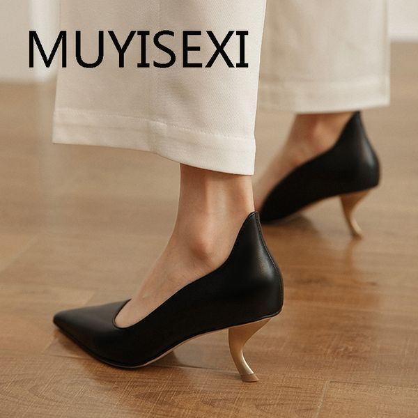 

solid classic basic ladies shoes pointed toe stiletto high heels women fashion elegant daily wear slip on pumps mil01 muyisexi, Black