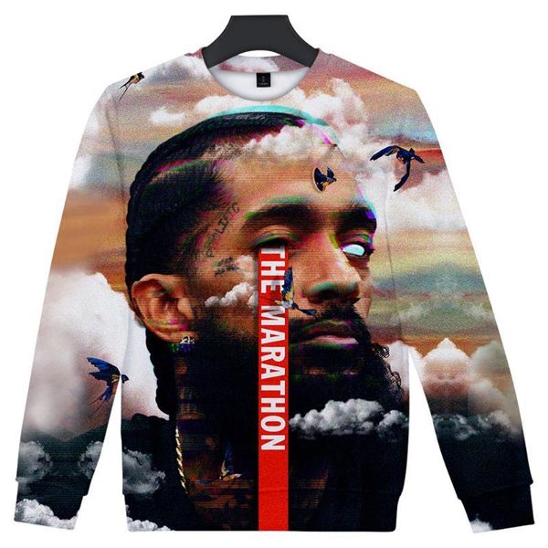 

hussle sweatshirts hoodies women men o-neck long sleeves cotton harajuku print sweatshirt spring frdum 3d nipsey, Black