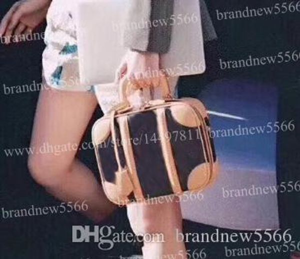 

2019 fashion trunk handbag women's mini luggage 44583 genuine leather case shoulder bag with chain 53782 mini crossbody bag