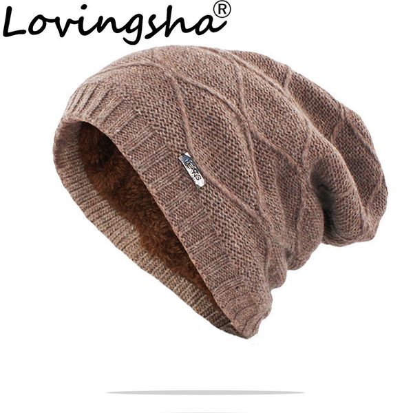 

lovingsha men winter warm hat for new fashion women wool knitted casual beanies skullies brand outdoor cotton hats