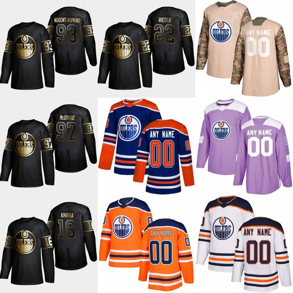 

22 Tobias Rieder 2019 Golden Edition Edmonton Oilers 93 Ryan Nugent-Hopkins 16 Jujhar Khaira 24 Brad Malone 97 Connor McDavid Hockey Jerseys