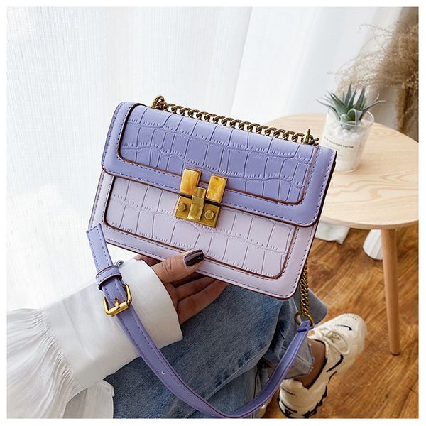 

stone pattern women handbag 2020 new fashion wild single shoulder crossbody bag chain embroidery thread small square bag