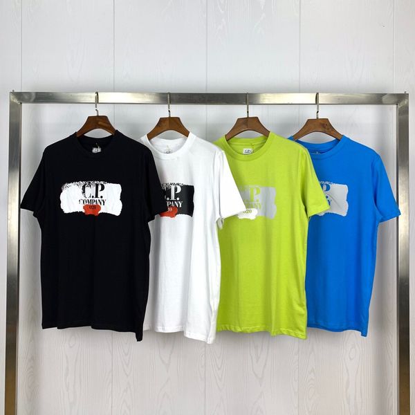 

mens tshirt c.p 20ss letter short sleeve round neck fashion solid tshirt with 4 colors asian size m-2xl, White;black