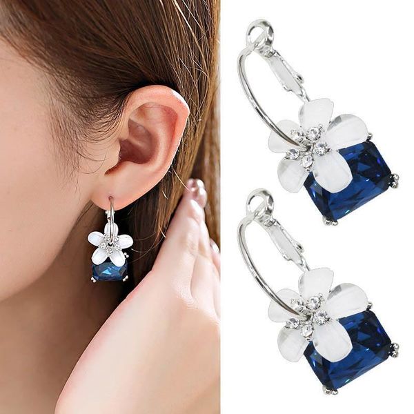 

crystal earrings cherry blossoms flower earrings brincos stud earring, Golden;silver