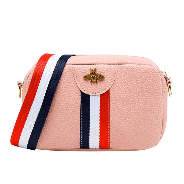 

2019 summer new fashion women's bag lychee pattern bee shoulder diagonal comfort lady bag