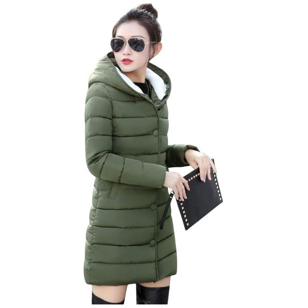 

winter jacket women coat warm long women parka hooded down jacket winter coat slim outerwear female, Black