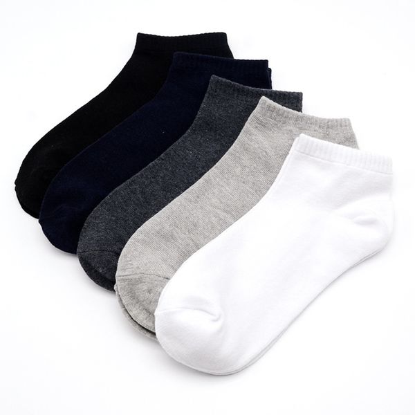 

5 double sell men socks cotton large size39-48 casual breathable boat socks short men summer male, Black