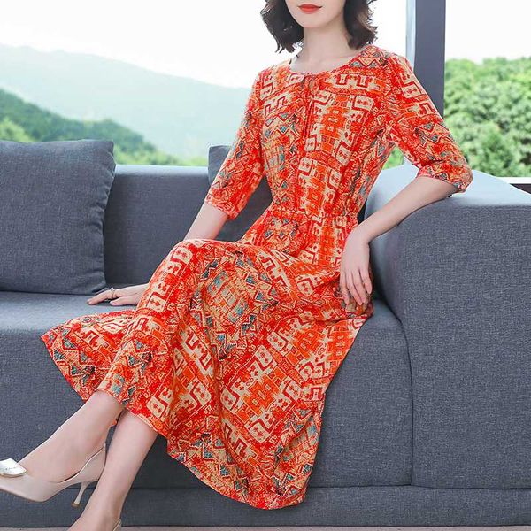 

2020 летний новый шелковое платье моды марочные плюс размер оранжевое платье женщина одежды вокруг шеи, White;black