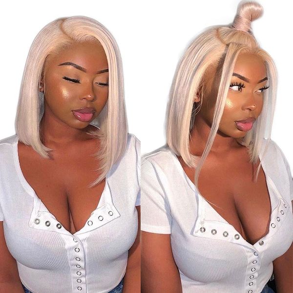 

short bob wig 613 blonde 13x4 lace front human hair wig for black women 150% density remy hair wig 8 10 12 14 inch