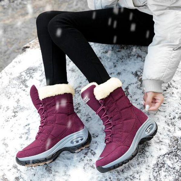 

winter warm boots woman waterproof snow boots women thick bottom thick plush snow shoes big size 42 female footwear shoes 36-42, Black