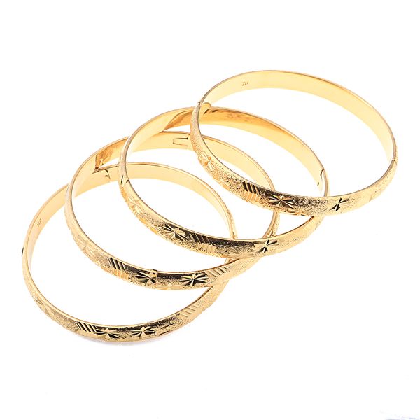 

4pcs geometry carved design gold dubai bride wedding ethiopian bracelet africa bangle, White