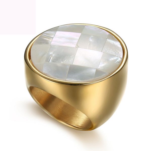 

новое поступление оболочки кольцо ювелирных изделий титан стал перстень золотого цвета кольцо для женщин освобождают перевозку груза, Silver