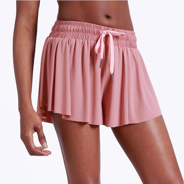 

summer new women's running shorts 2 in 1 marathon quick dry shorts gym loose breathable light yoga sports, White;red
