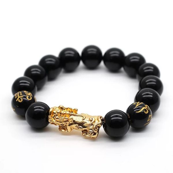 Imitação de ágata preto fios frisados ​​para mulheres e homens pulseira ouro mítico animal selvagem Budismo 20pcs / lote