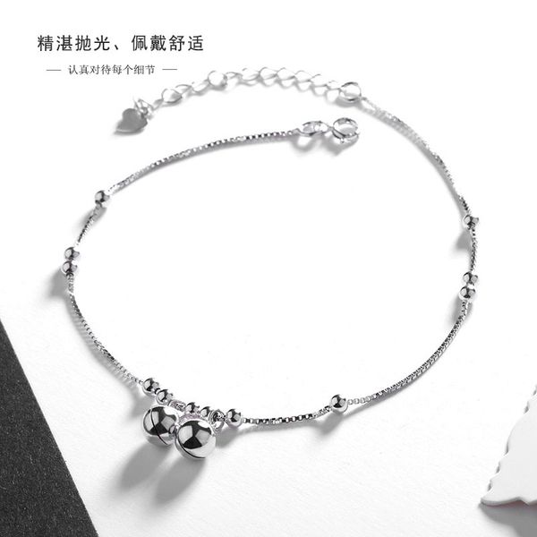 

925 yin jiao lian womens sterling silver antiquity with bell-armlets womens a voice-water sound bell mori-style accessories, Red;blue